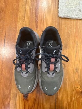 On Running Women’s Olive Green and Black Trail Sneakers with Rust Accents